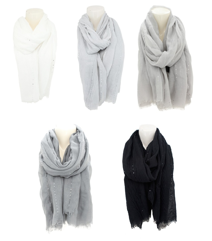 Damen Schal Pailietten Schwarz-Weiß Kollektion