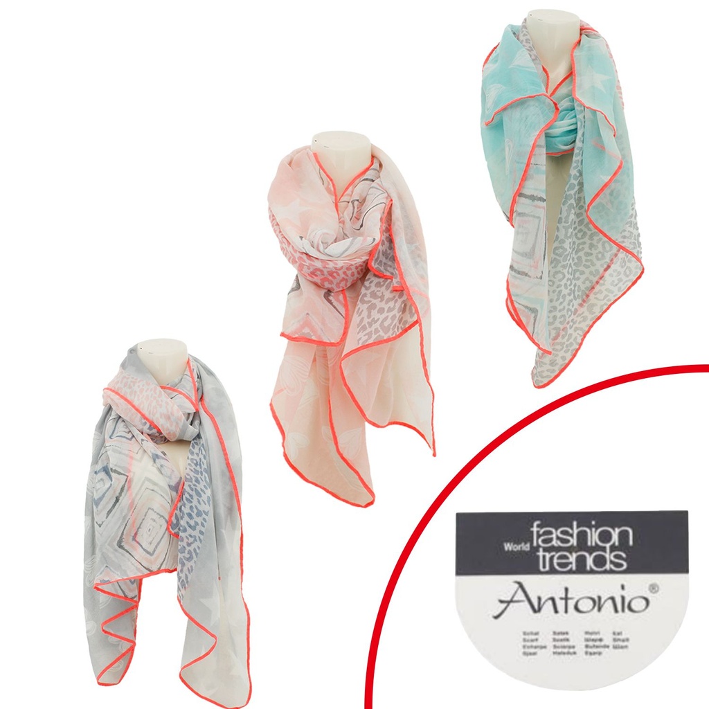Sommer Damen Schal Mit Neon Rand