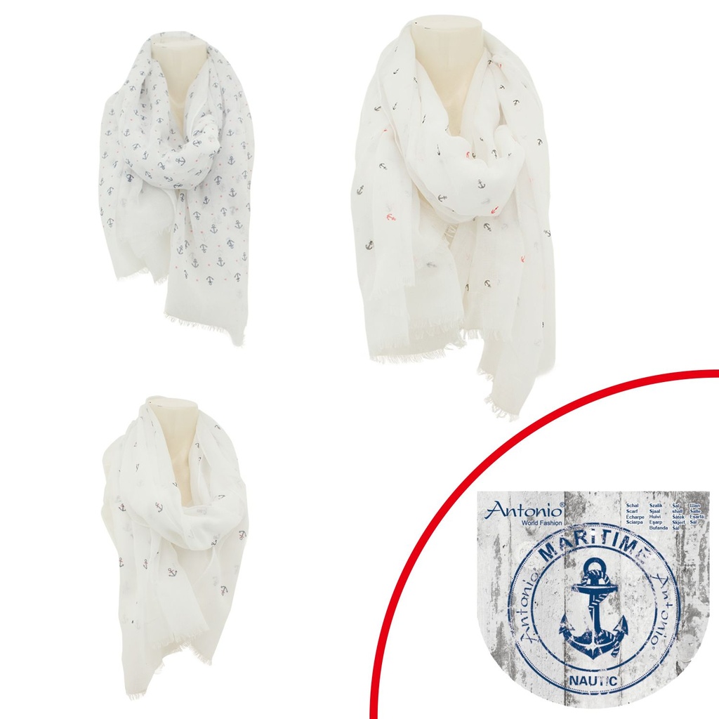 Scarf Light White Mix Anchor Maritim
