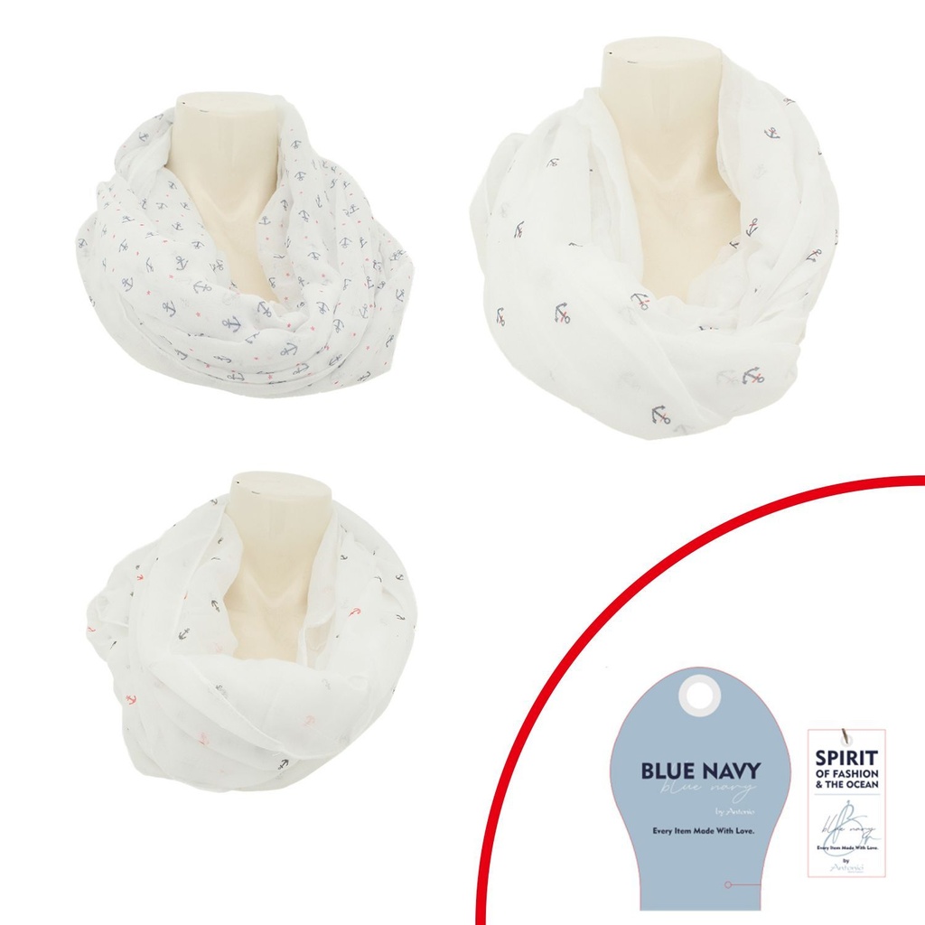 Sommer Loop Maritim Weiß Mit Anker Mix