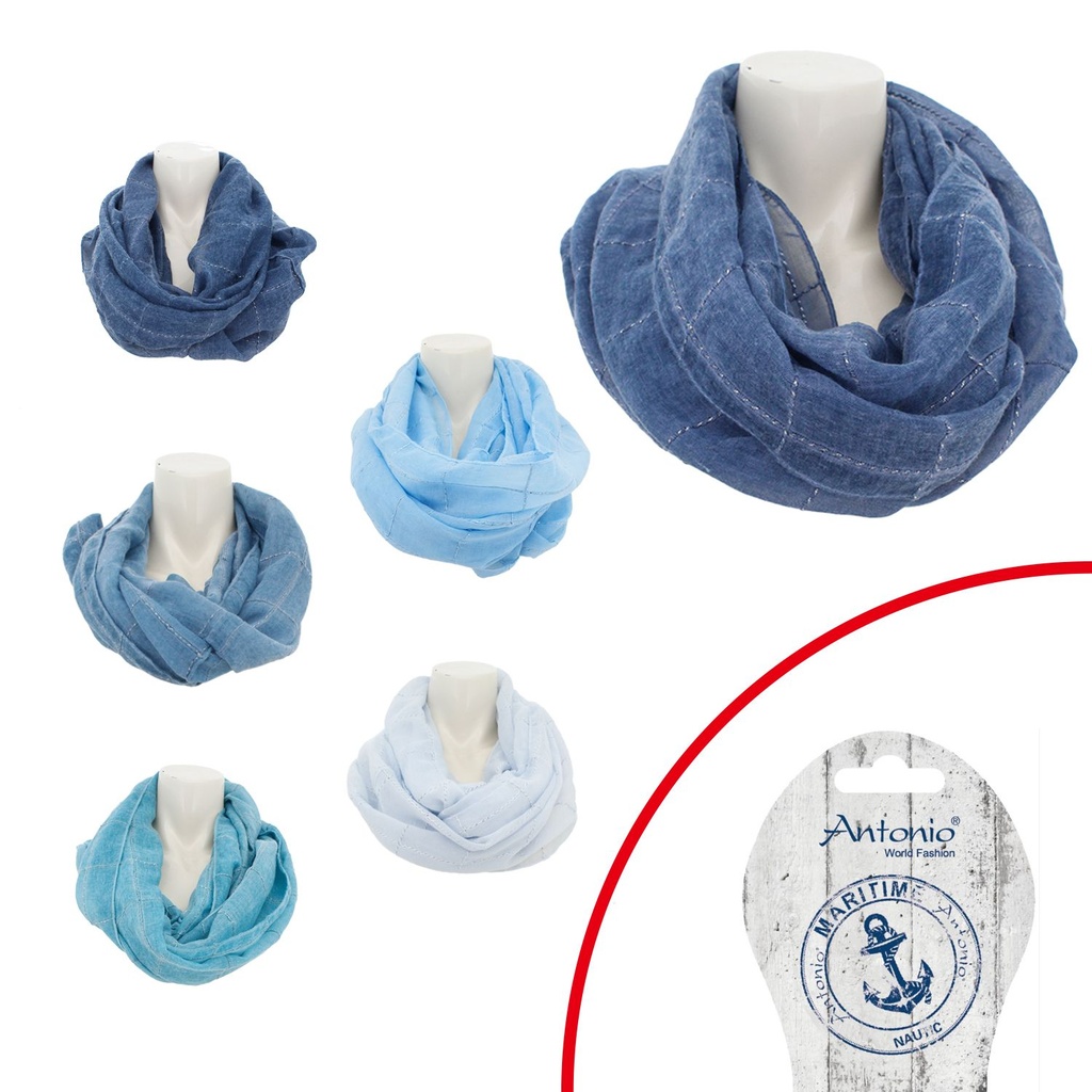 Sommer Damen Loop Blau Mit Silber Linien