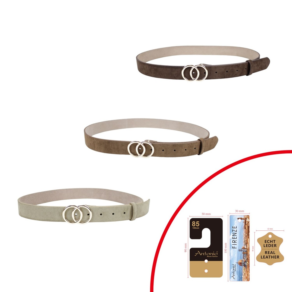 [65.00144.99] Damen Gürtel Doppelring Velurleder