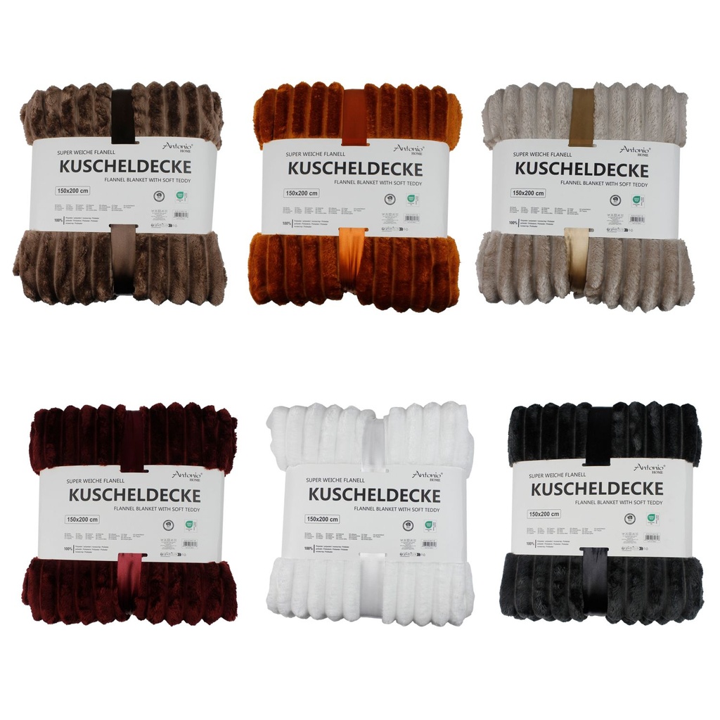 [67.00371.99] Flanell Decke Uni Farben Gestreift