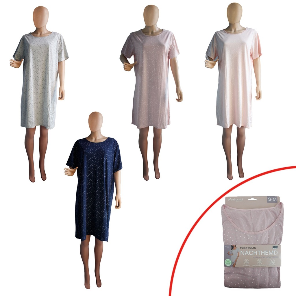 Damen Nachthemd Baumwolle Mit Design Super Soft