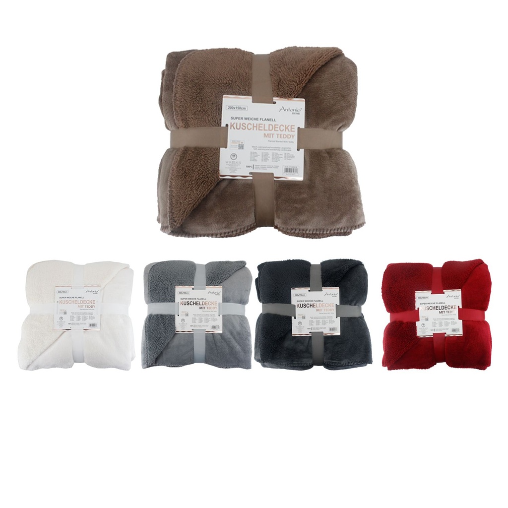 [67.00282.99] Flannel Kuscheldecke Mit Teddy