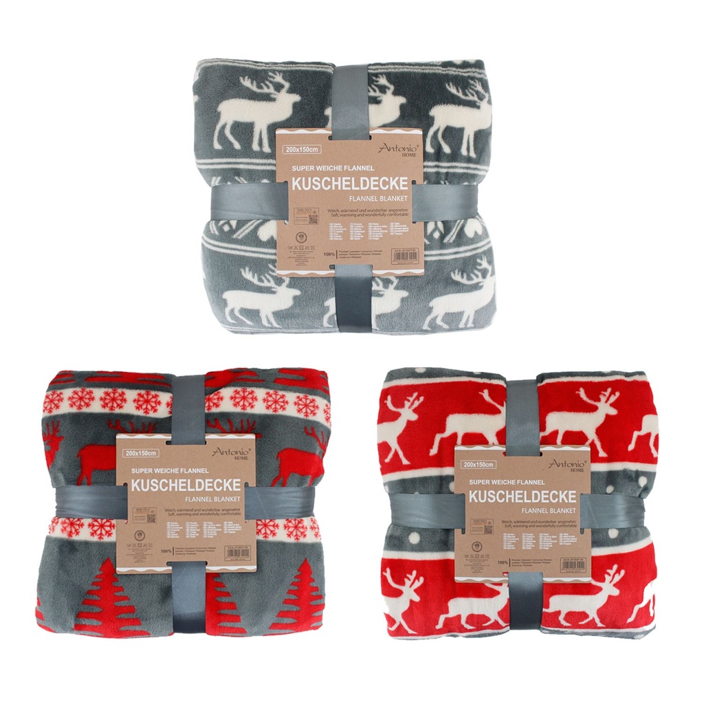 [67.00277.99] Blanket Flannel Winter Dear