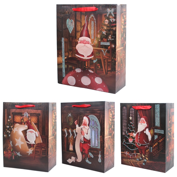 Paper Gift Bag Santa Claus 30x42x12 cm - L