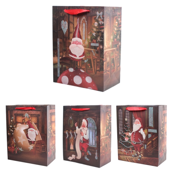 [69.00014.99] Paper Gift Bag Santa Claus 26x32x10,5 cm - M