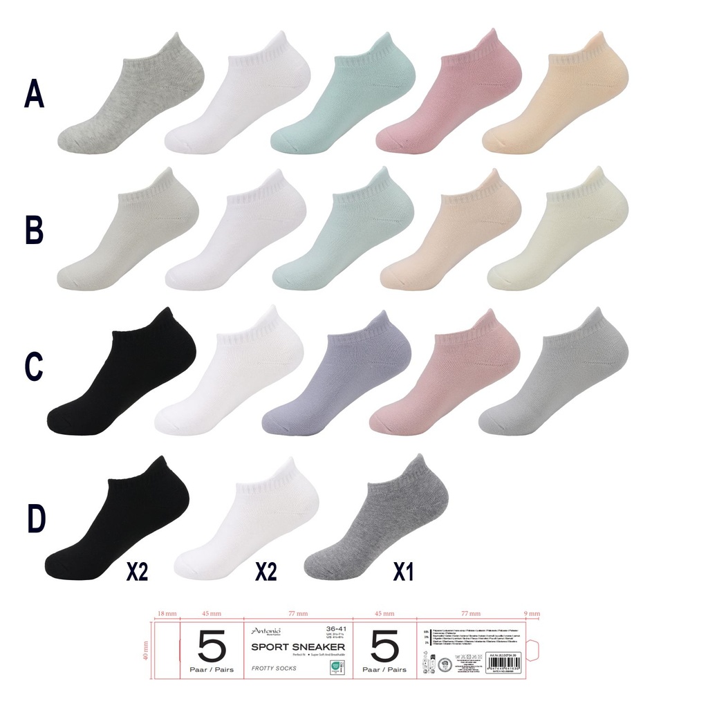 [82.00704.99] 5er Pack Damen Terry Sneaker