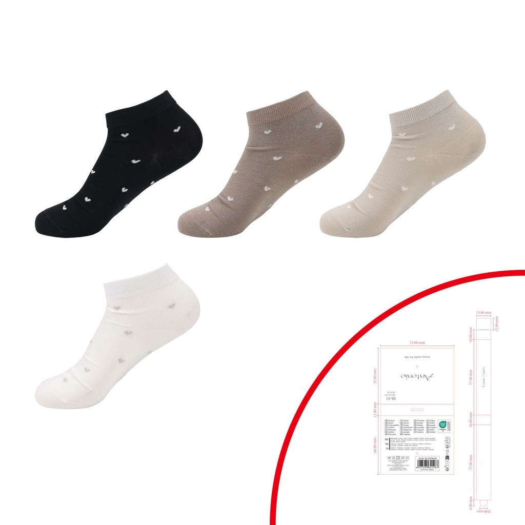 3er Pack Damen Sneaker Mit Herzchen