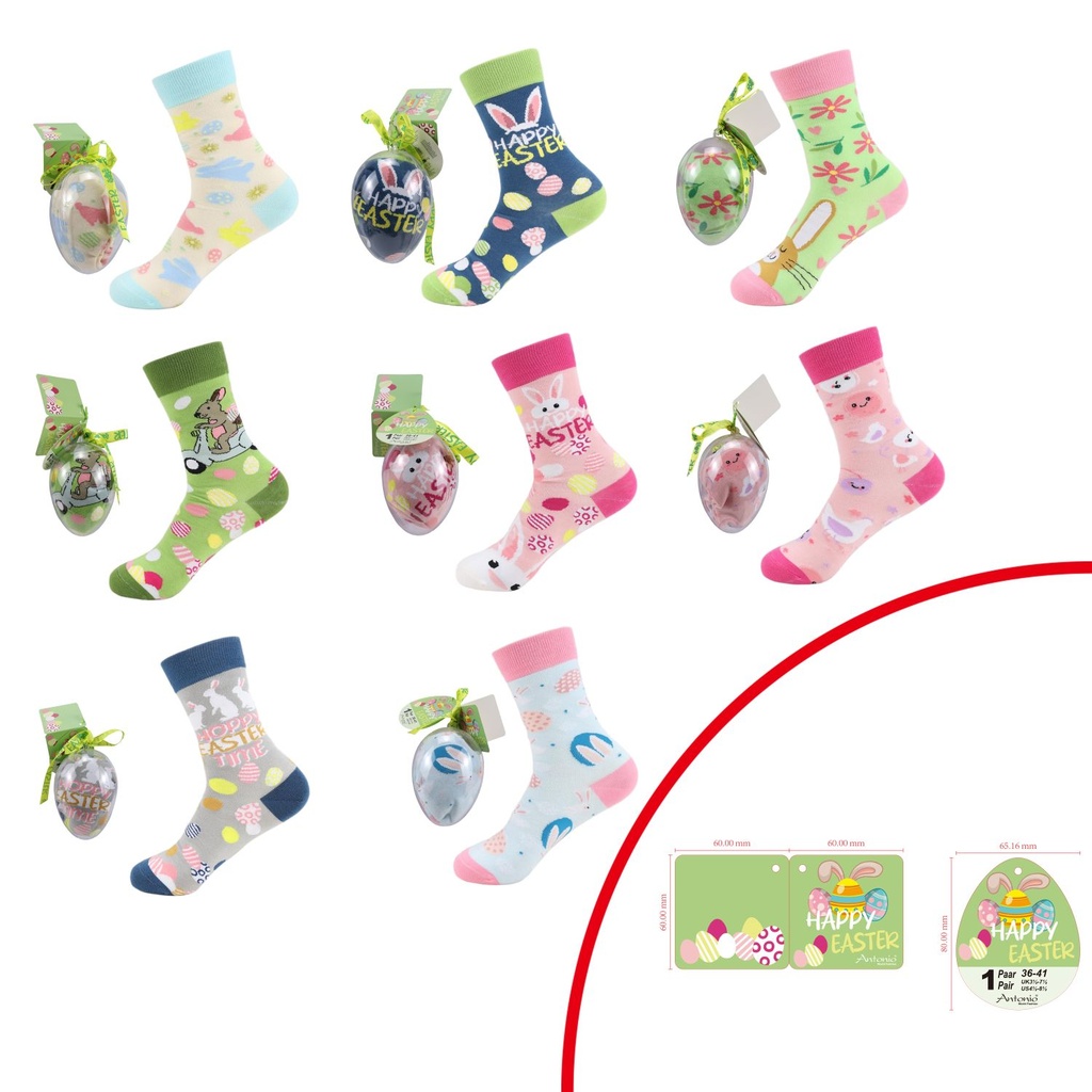 [82.00660.99] Damen Ostern Socken in Plastikkugel