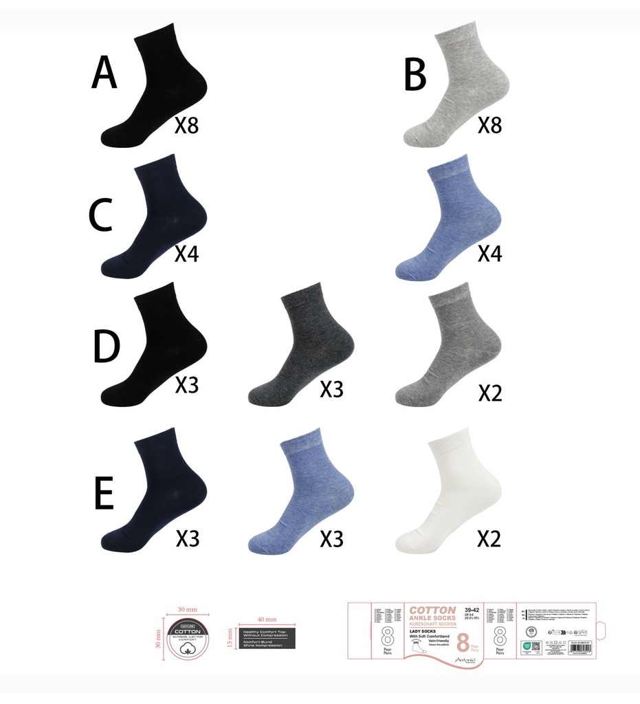 8er Pack Damen Kurzschaftsocken Uni