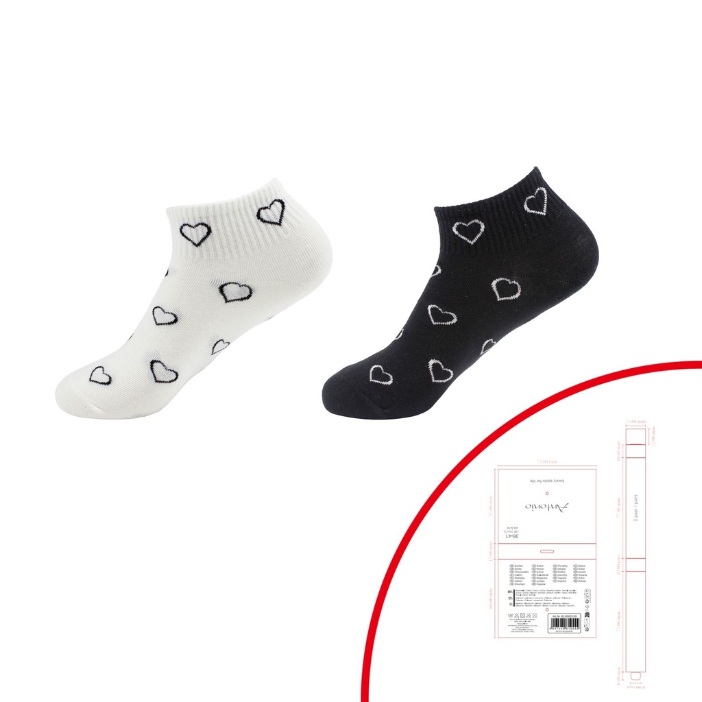 [82.00626.99] 3er Pack D.Premium Sneaker Socken Herzen
