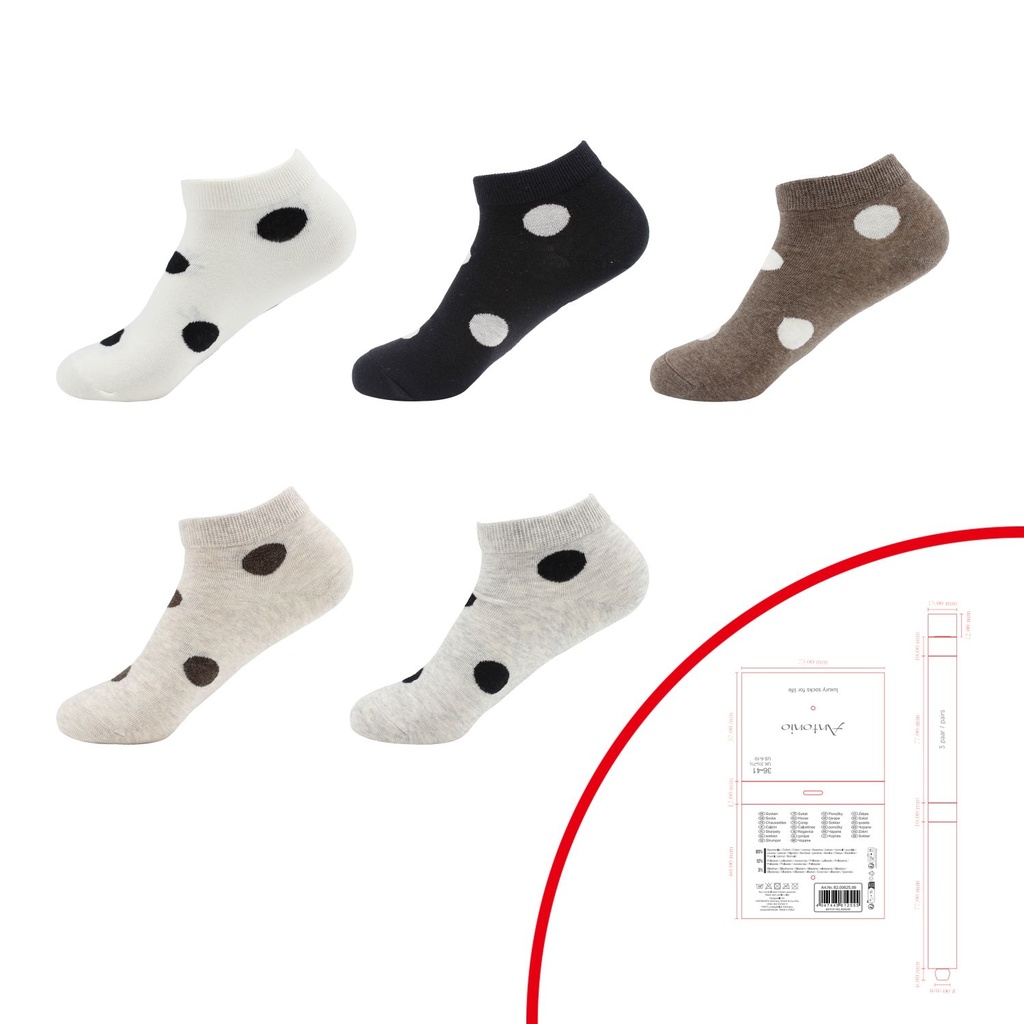 3er Pack D. Premium Sneaker Socken Große Punkte