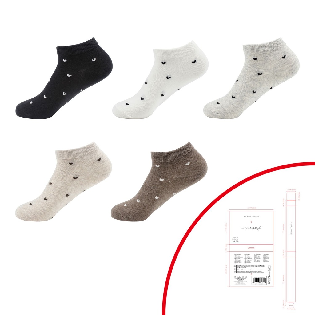 3er Pack D. Premium Sneaker Socken Kleine Herzen