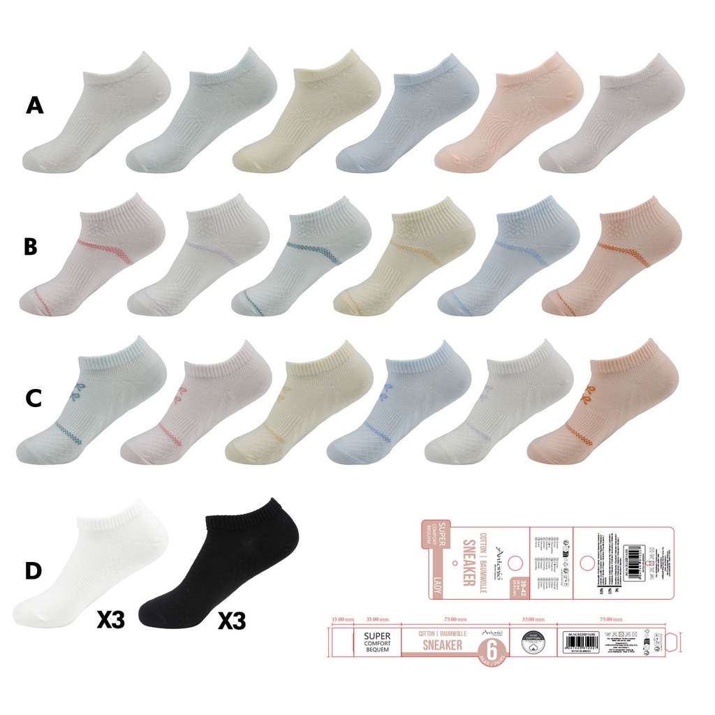 [82.00614.99] 6er Pack Sneaker Socken 3D