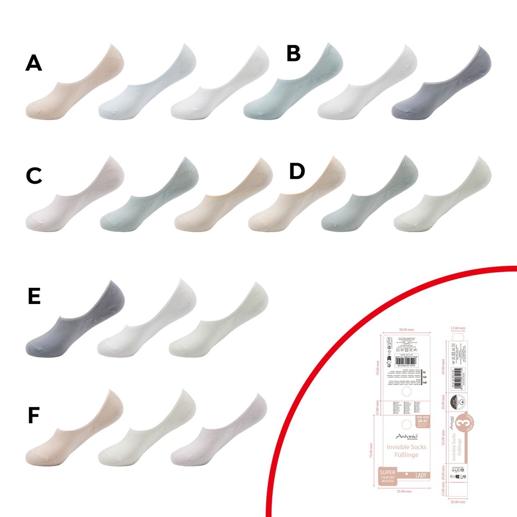 [82.00610.99] 3er Pack Damen Invisibles Füßlinge Fashion