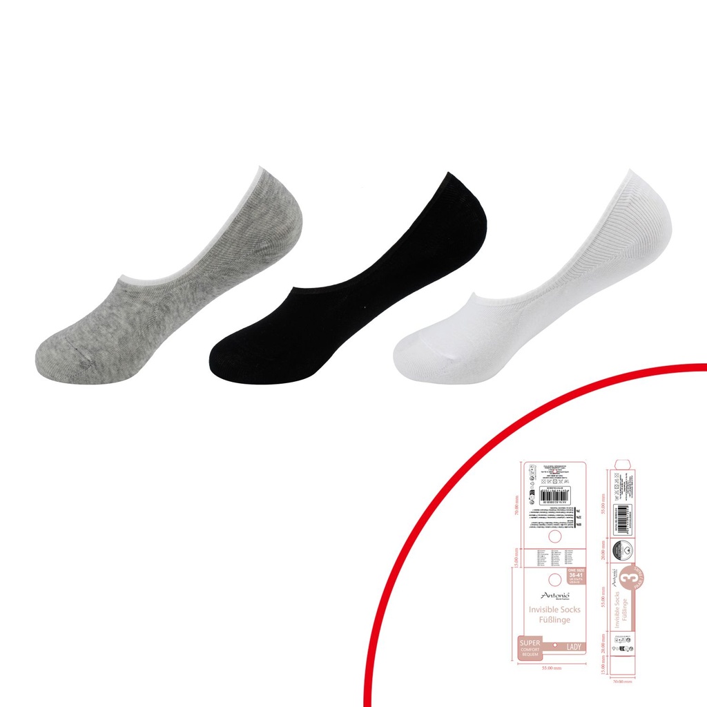 [82.00609.99] 3er Pack Damen Invisibles Füßlinge Basic