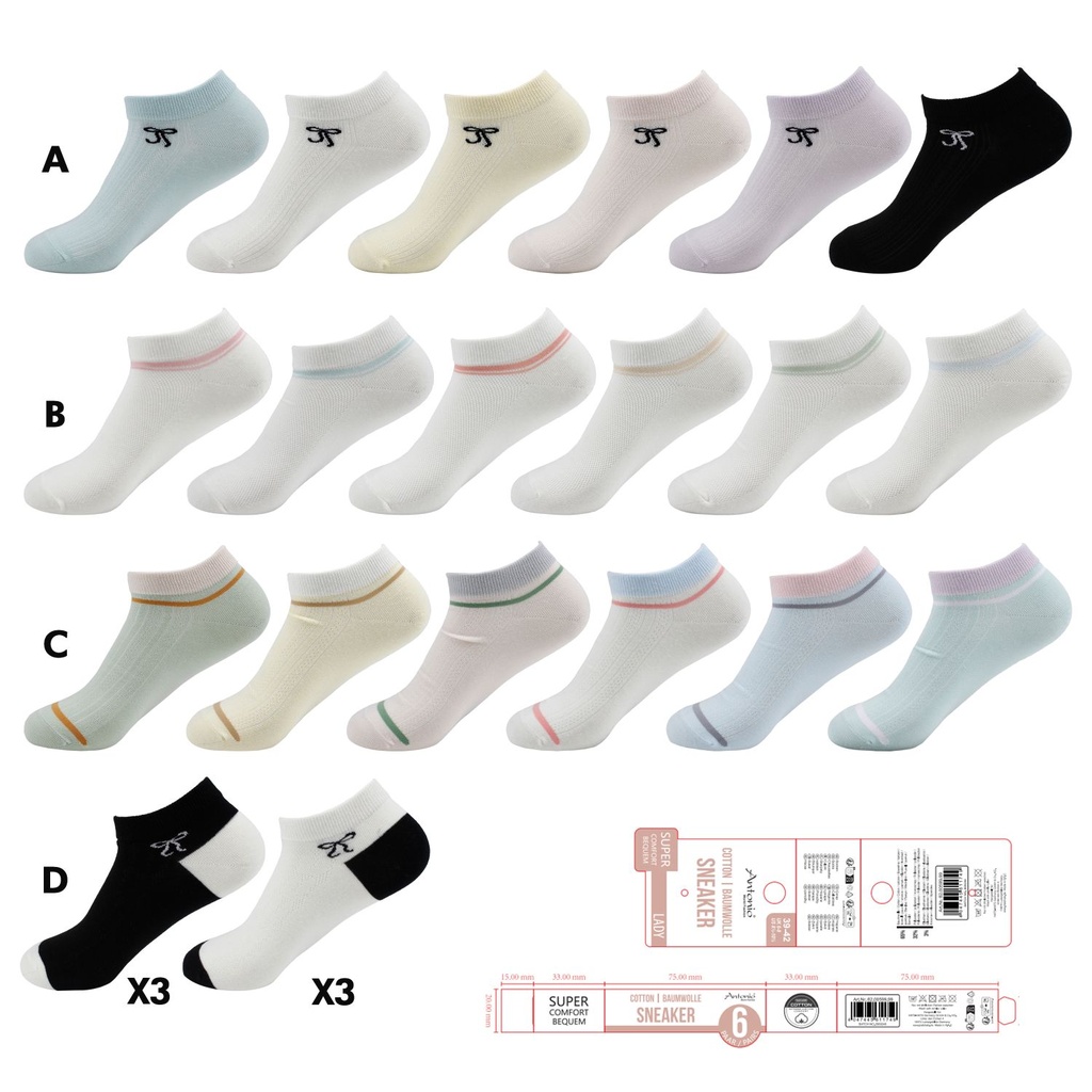 [82.00600.99] 6er Pack D. Fashion Sneaker Socken