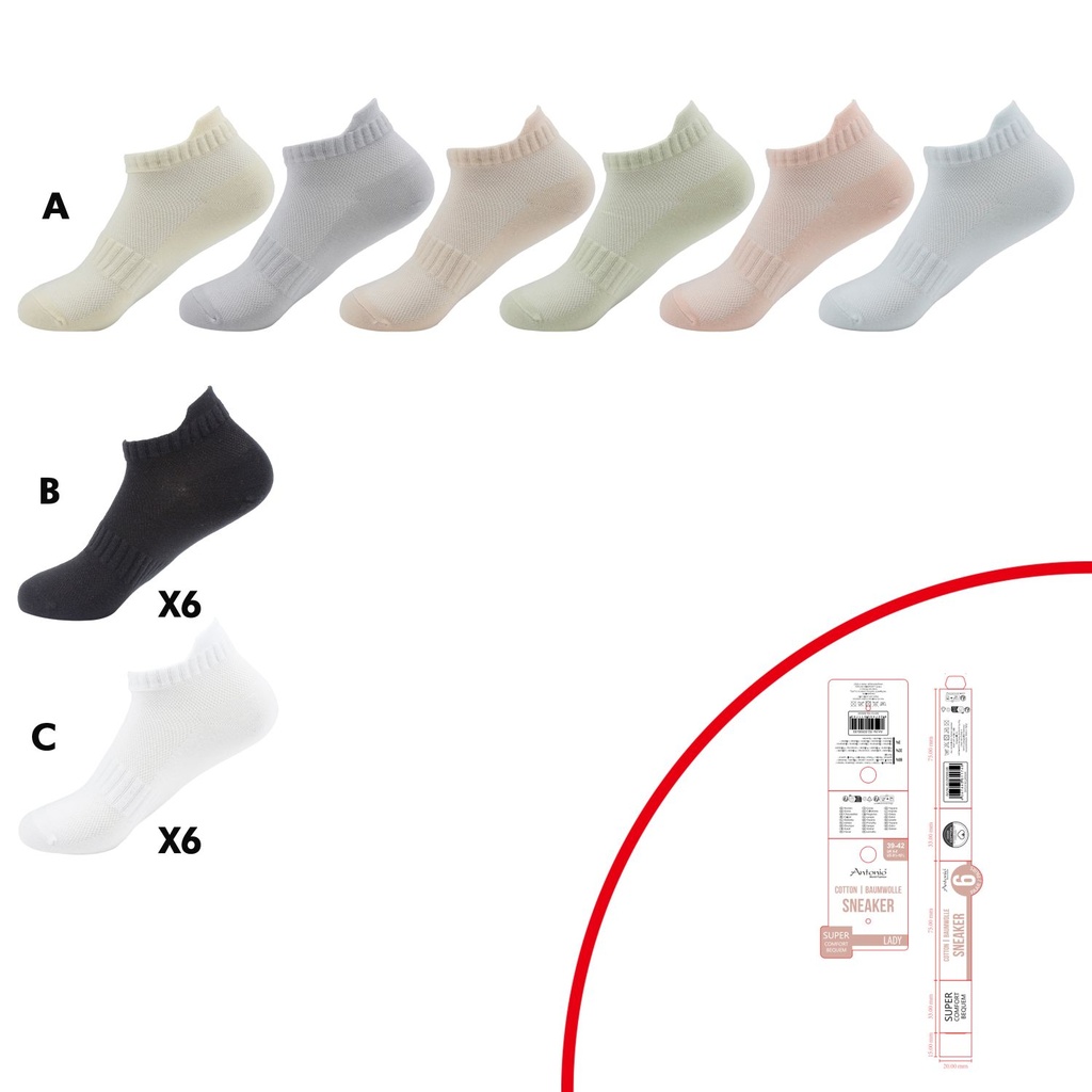 [82.00599.99] 6er Pack D. Sneaker Socken Antibakteriell