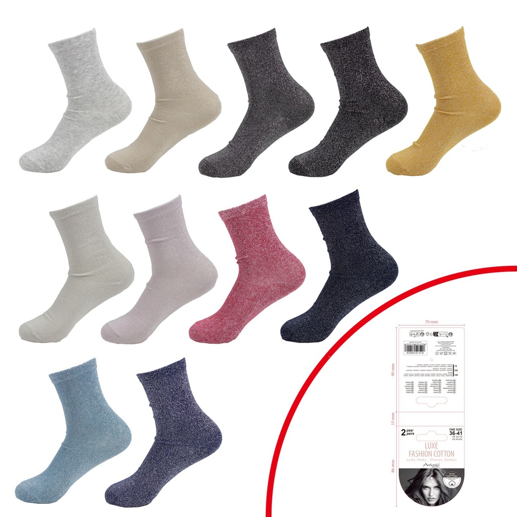 [82.00598.99] 2er Pack Lurex Glitzernde Damen Socken