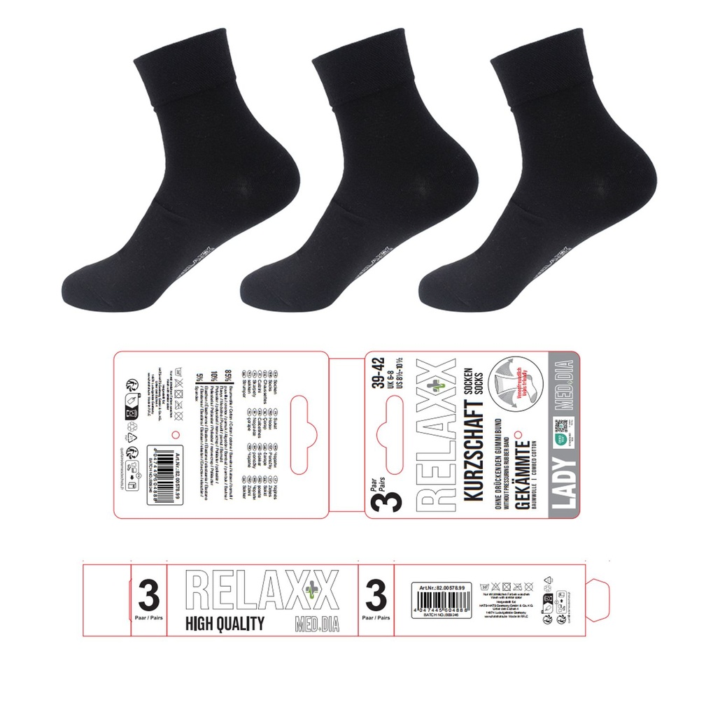 [82.00580.99] 3er Pack Damen RELAXX Socken Cotton -Black Edition-