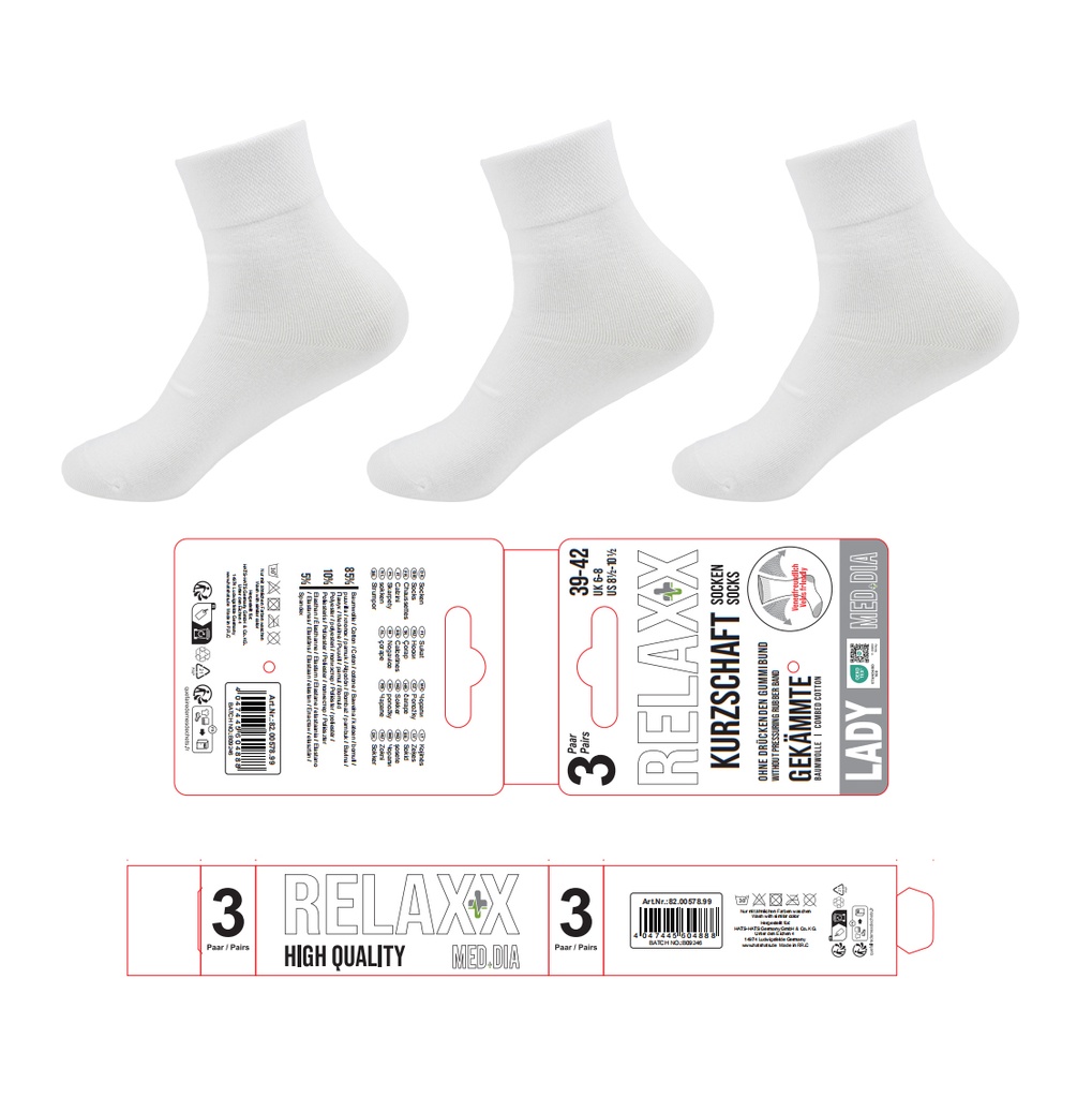 [82.00579.99] 3er Pack Damen RELAXX Socken Cotton -White Edition-