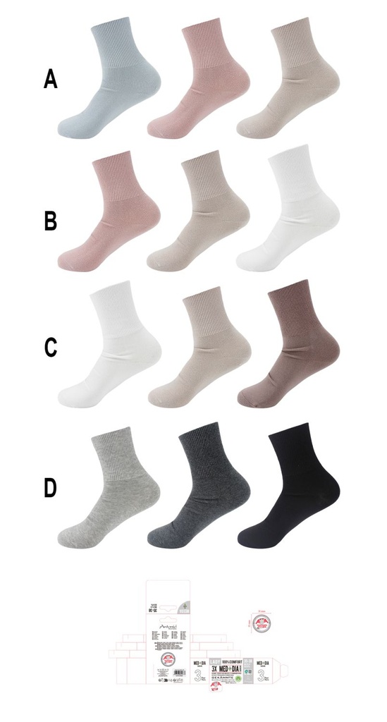 3er Pack Damen Kurzschaft MED+ DIA Socken Cotton -Fashion Edition