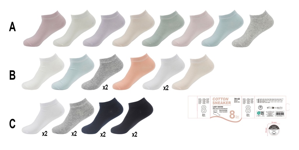 8er Pack Damen Sneaker Socken