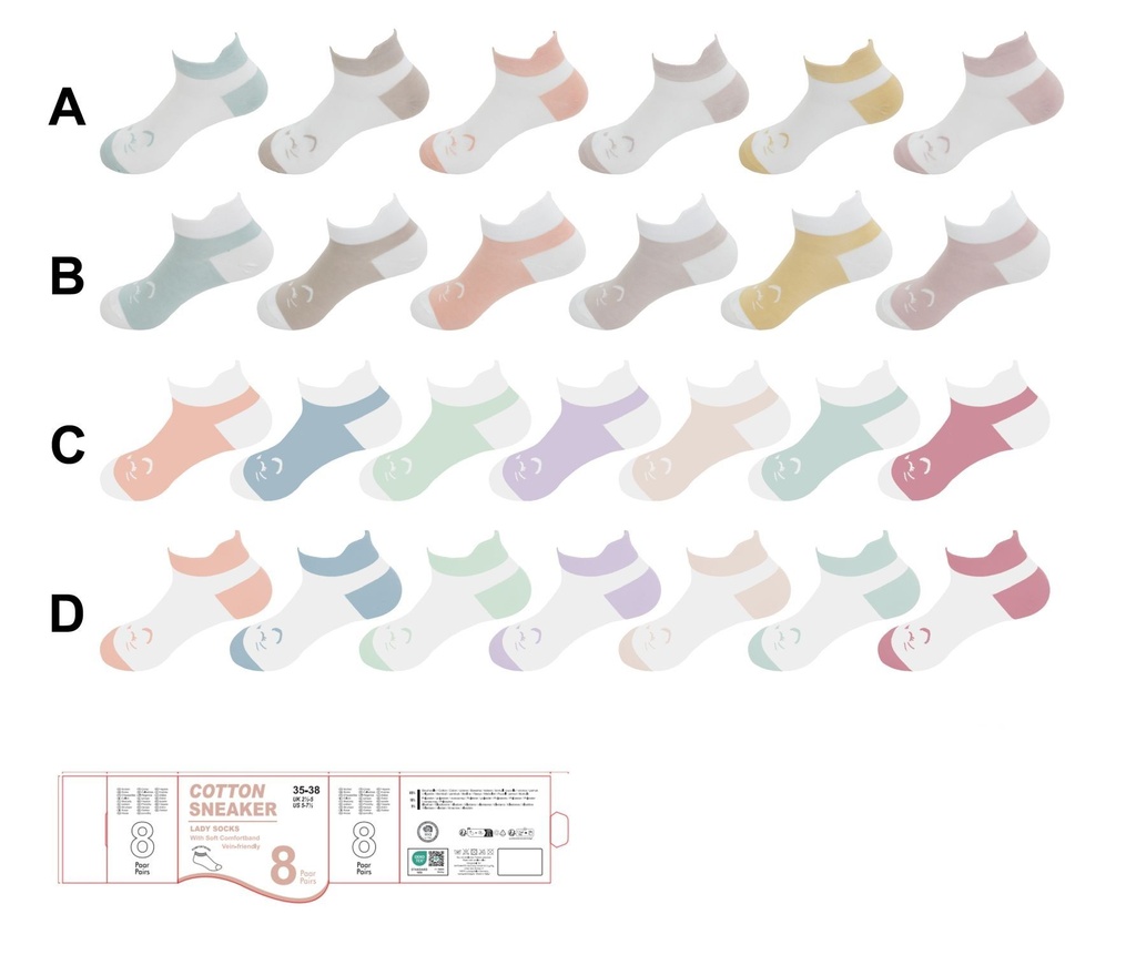 6er Pack Damen Kurzsocken Kitty