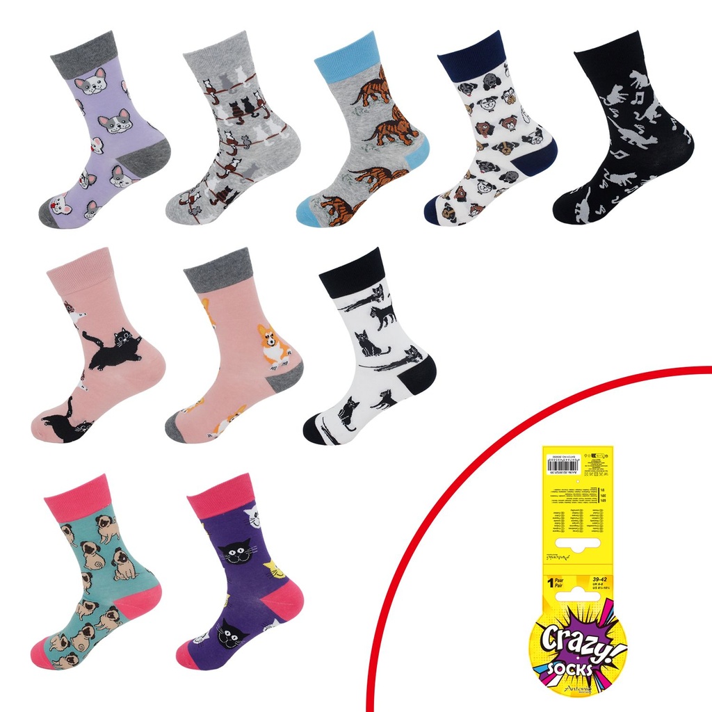 Damen Crazy Socken - Katze Und Hund Kollektion