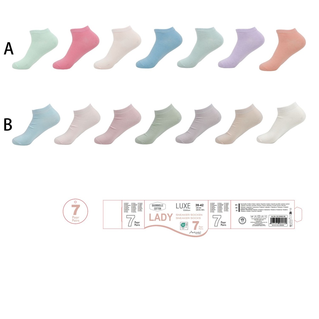 7er Pack Damen Sneaker Socken Kunterbunt