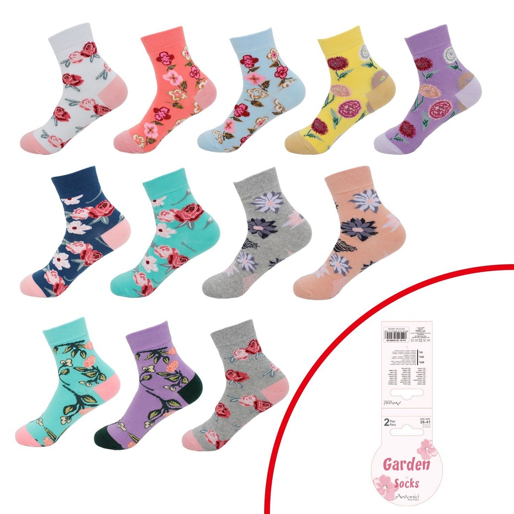 2er Pack Damen Socken Mit Blumendesign