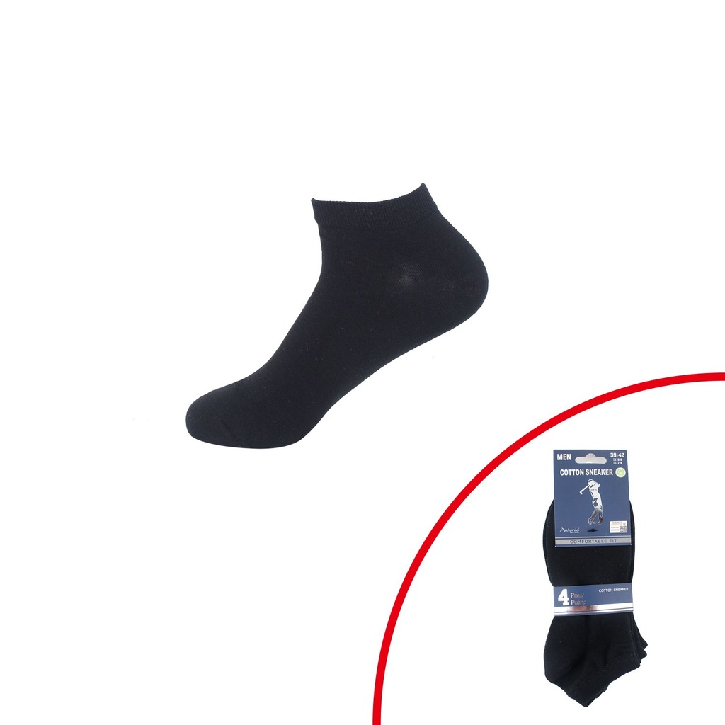 4er Pack Herren Sneakersocken Schwarz