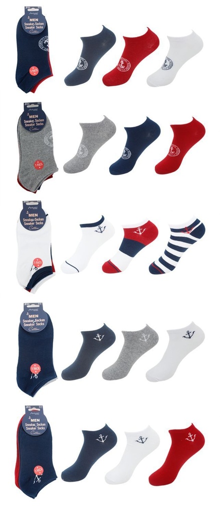 3er Pack Herren Sneaker Socken Maritim Style