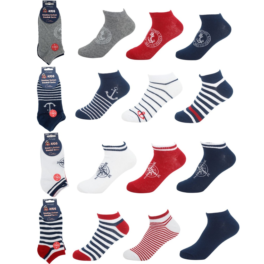 3er Pack Kinder Sneaker Socken Maritim Style