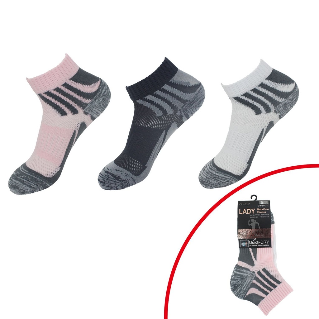 3er Pack Damen Marathon Fitness Socken