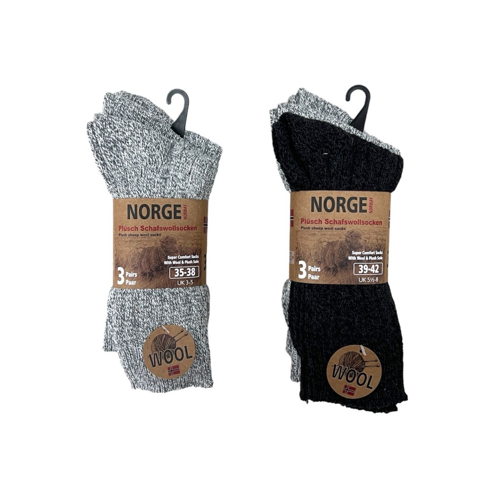3er Pack Norweger Plüschwoll Socken