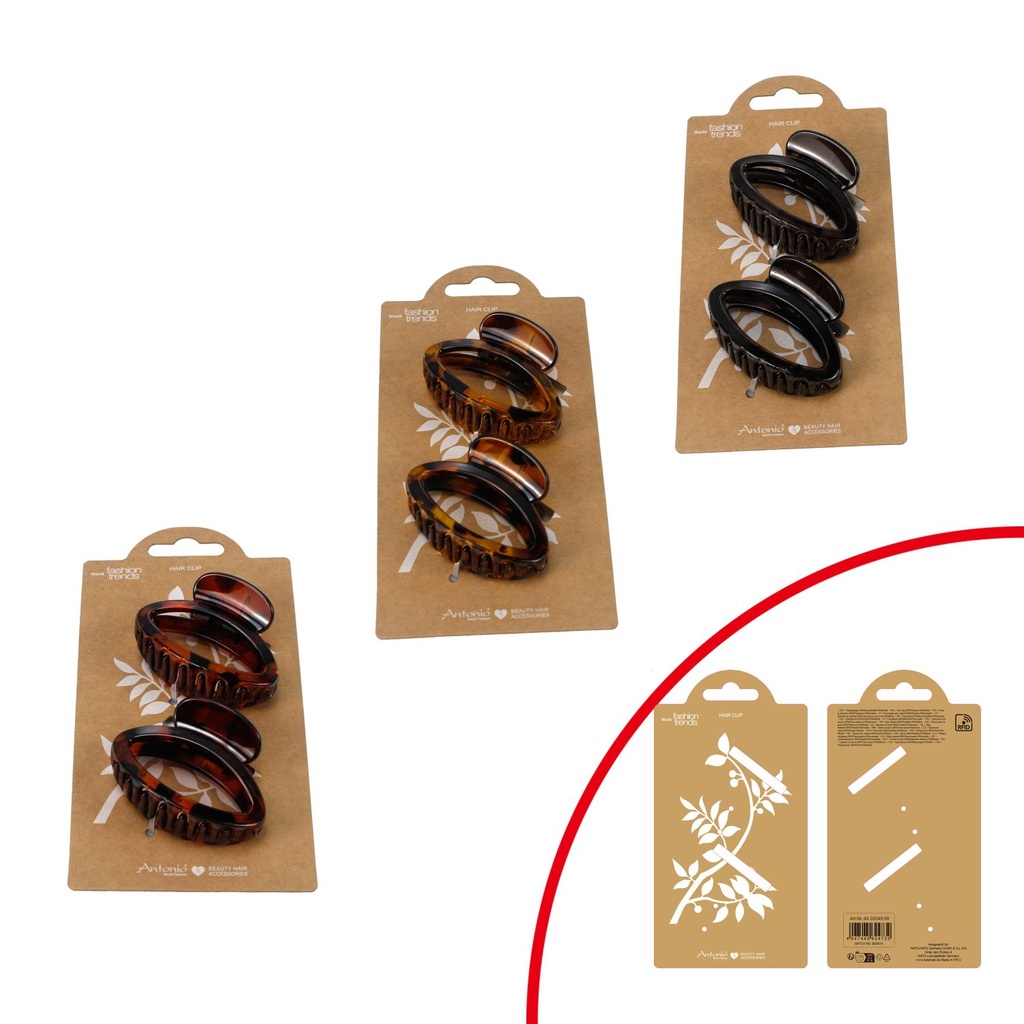 2er Pack Haar Clips Leo-Look