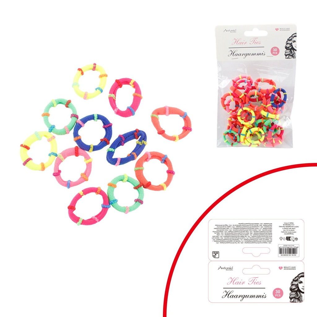 30er Pack Damen Haargummis Regenbogen Farben Edition