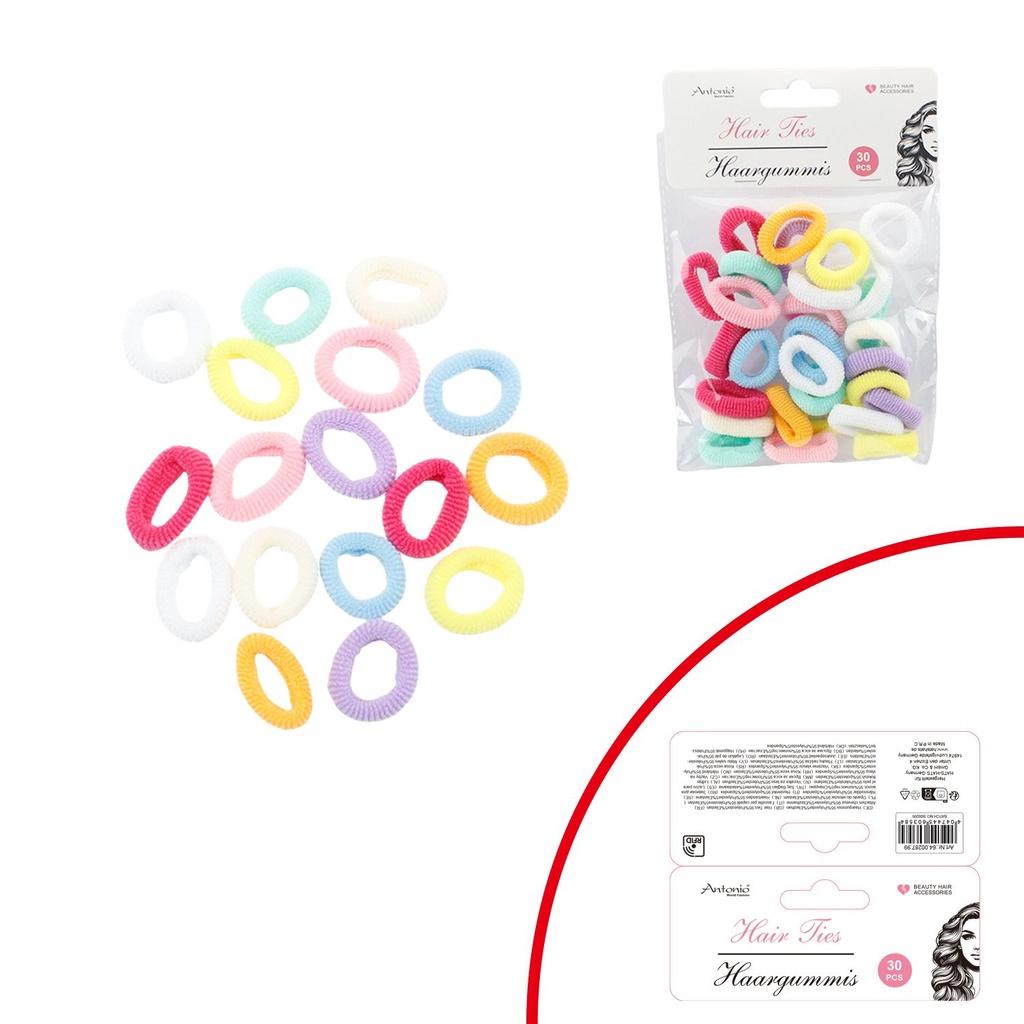 30er Pack Damen Haargummis Pastell Farben Edition