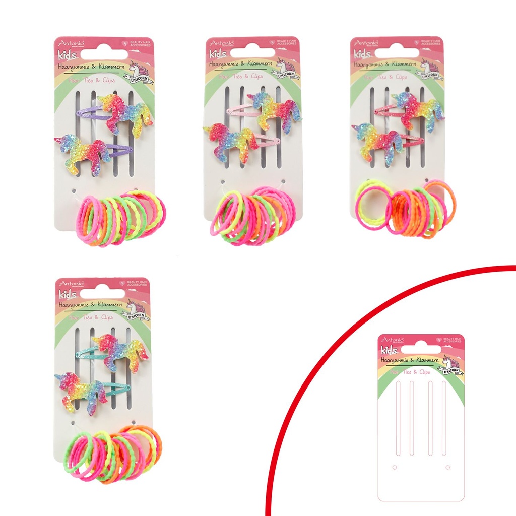 18er Pack Mix Kinder Haargummis & Haarclips