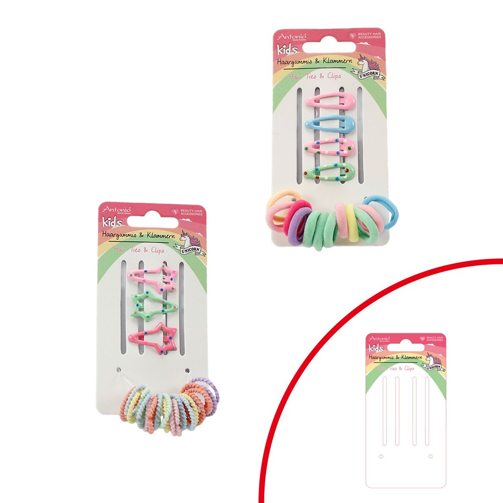 12/20er Pack Mix Kinder Haargummis & Haarclips