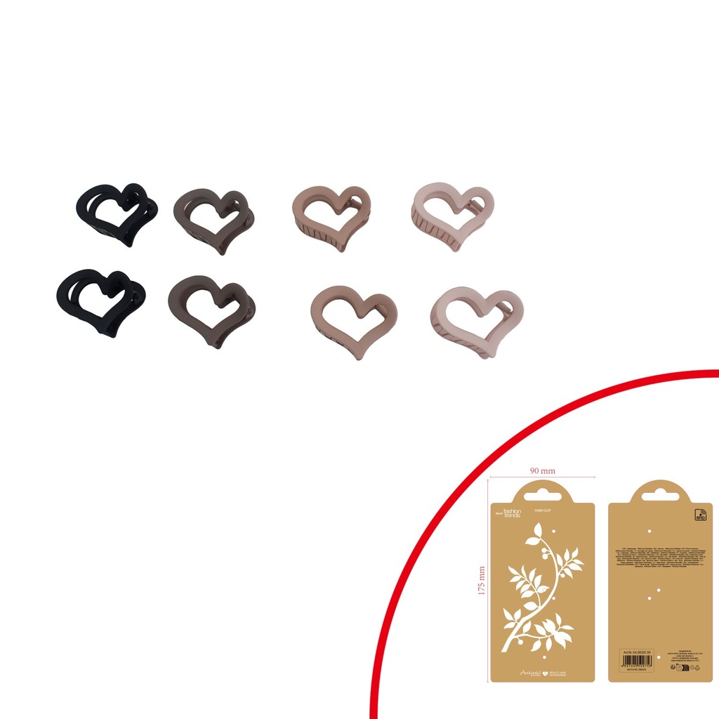 2er Pack Haarklammern Herz