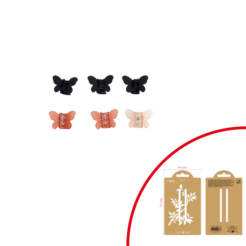 3er Pack Haarklammern Schmetterling