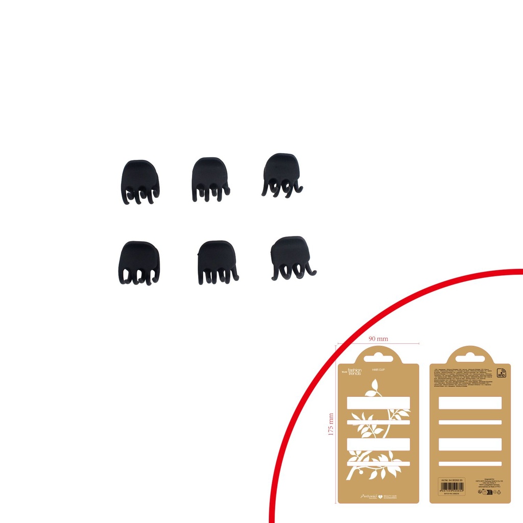 6er Pack Haarklammern Schwarz