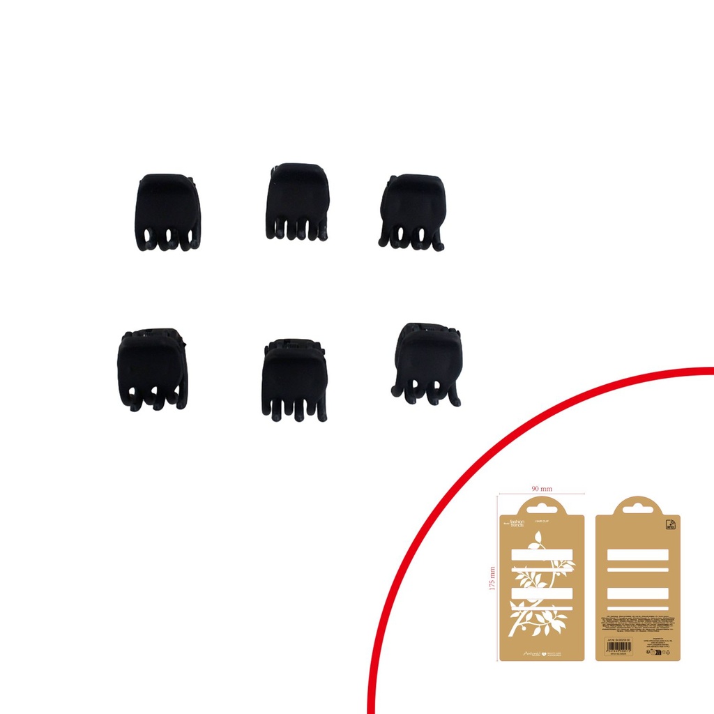 6er Pack Haarklammern Mini Schwarz