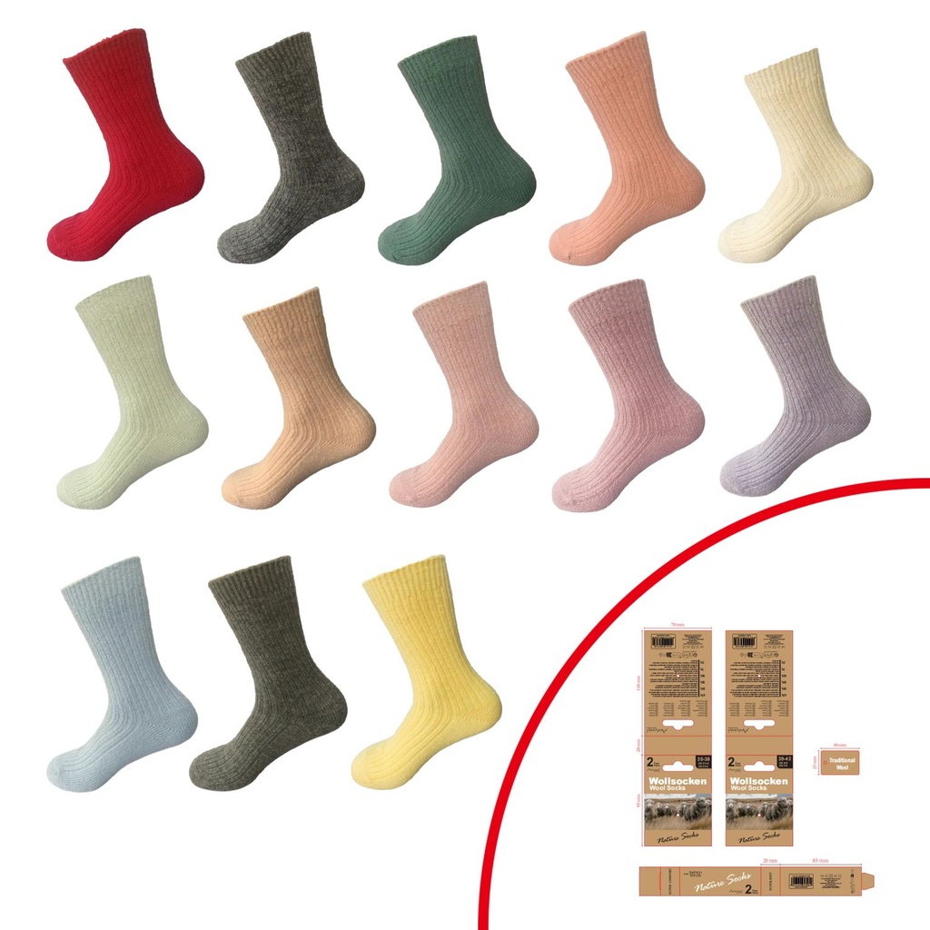 2er Pack Winter Mohair Wollsocken Fashion Farben