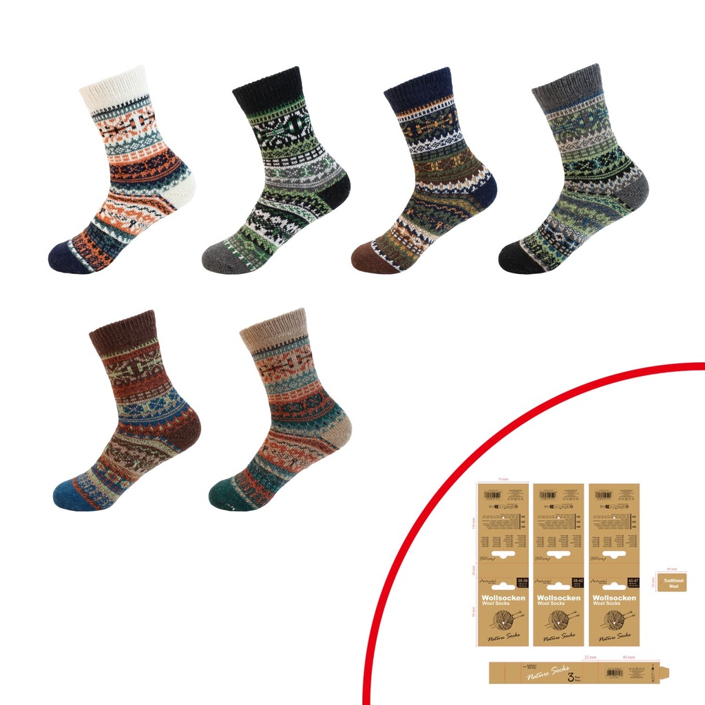 [83.00266.99] 3er Pack Winter Wollsocken Scandi Style 1