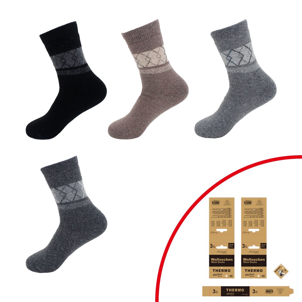 [83.00226.99] 3er Pack Herren Wollsocken Karo